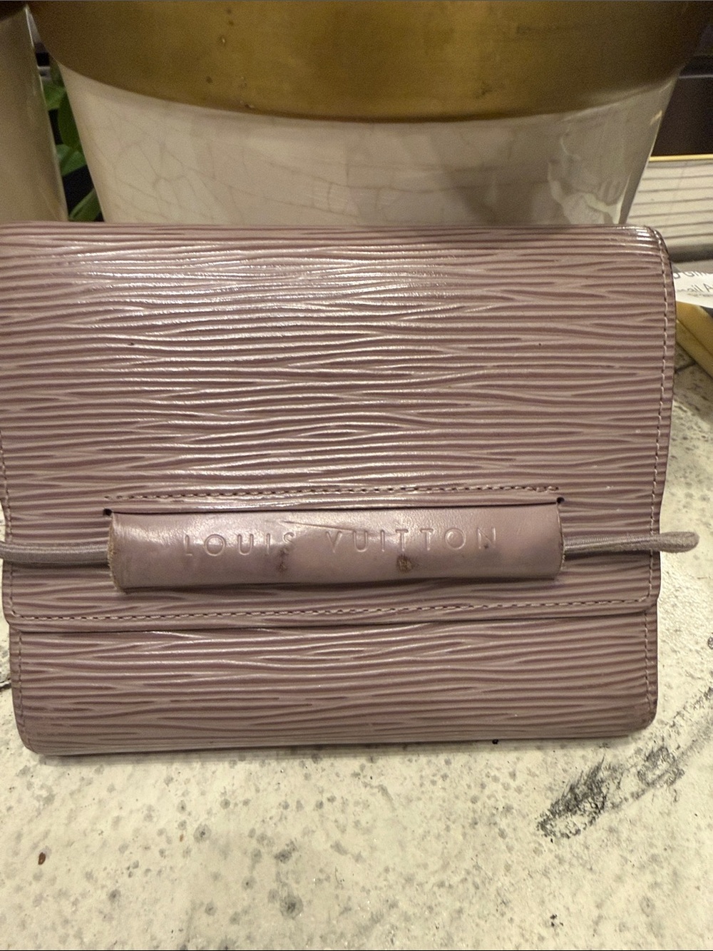 LOUIS VUITTON Epi Portefeuille Trifold Wallet Lilac gray